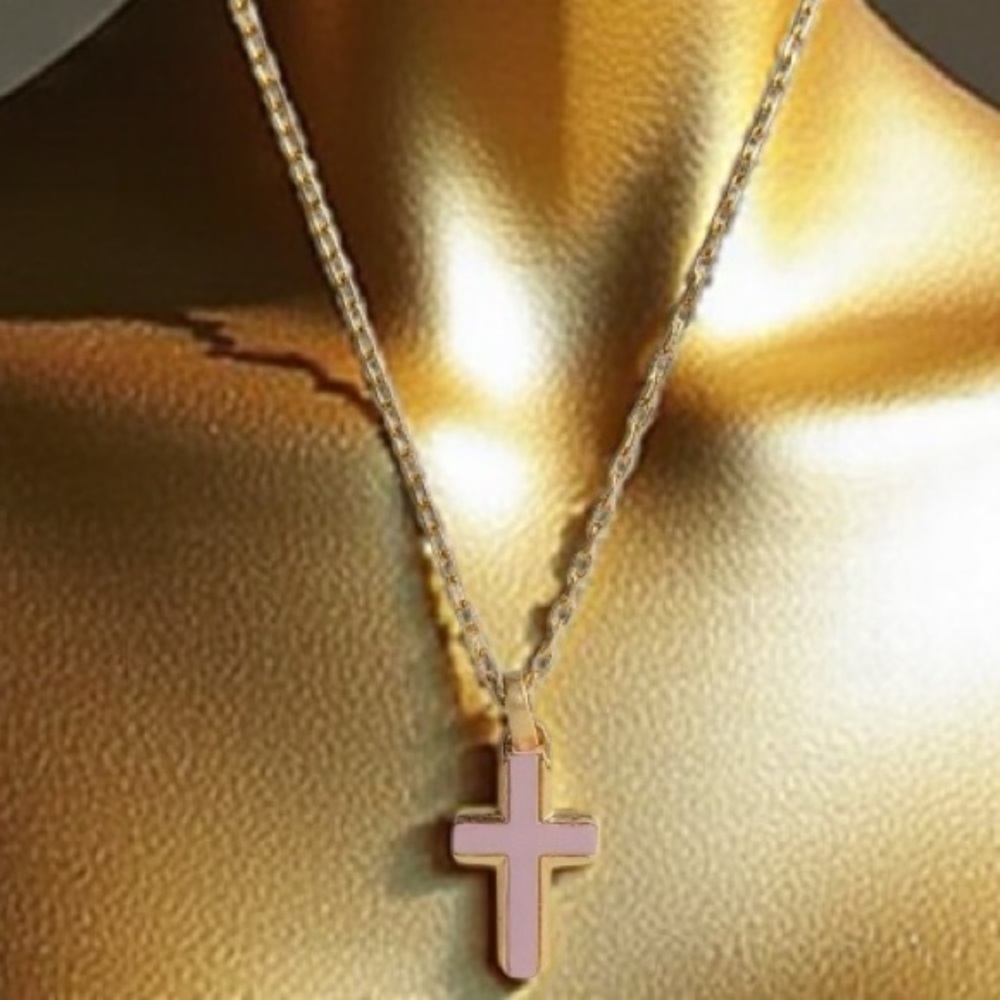 Kendra Scott Cross 18k Gold Vermeil Stone Pendant Necklace in Blush Ivory